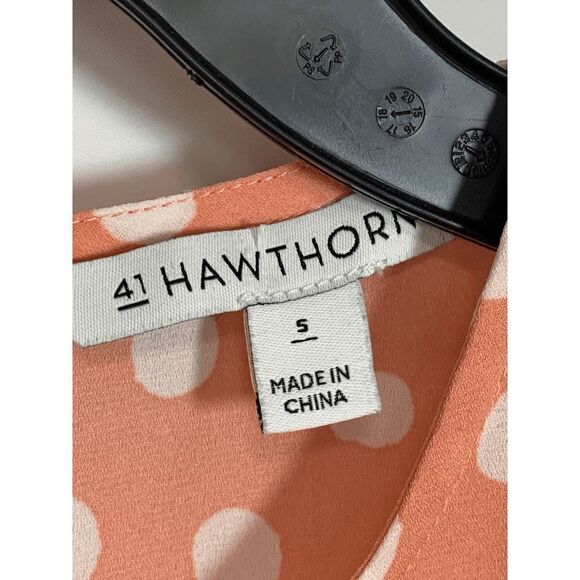41 Hawthorn Womens Polka Dot Crew Neck Short Sleeve Top Blouse Peach Size Small - Picture 2 of 8